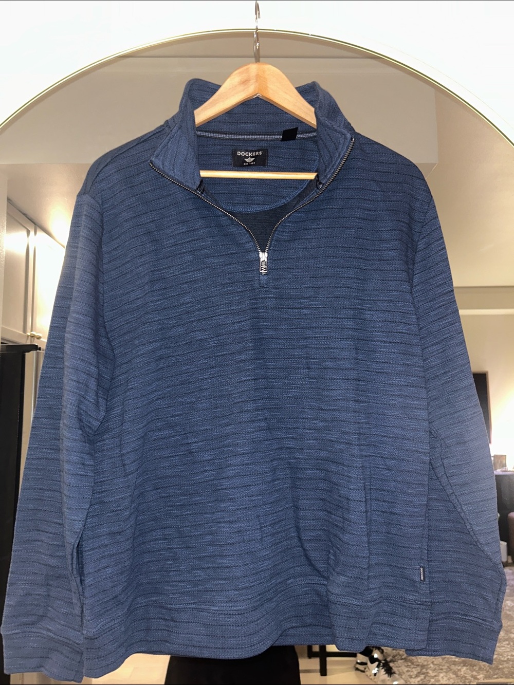 Dockers Men's Blue Half-Zip Textured Sweater